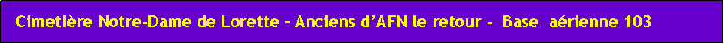 Zone de Texte:  Cimetire Notre-Dame de Lorette  Anciens dAFN le retour -  Base  arienne 103 